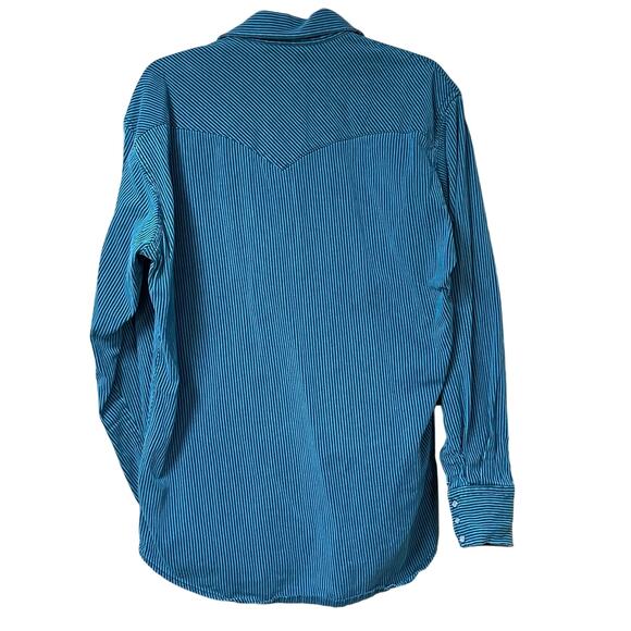 💚 Drysdales Teal Stripe Pearl Snap Western Shirt – Size L - Picture 2 of 10